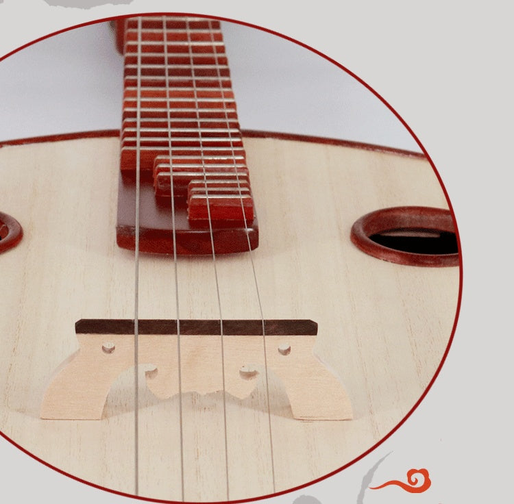 LANDTOM Rosewood Zhongruan Intermediate Performance & Examination Grade with Paulownia Soundboard, Cutaway Body, Peony Headstock & Round Sound Holes