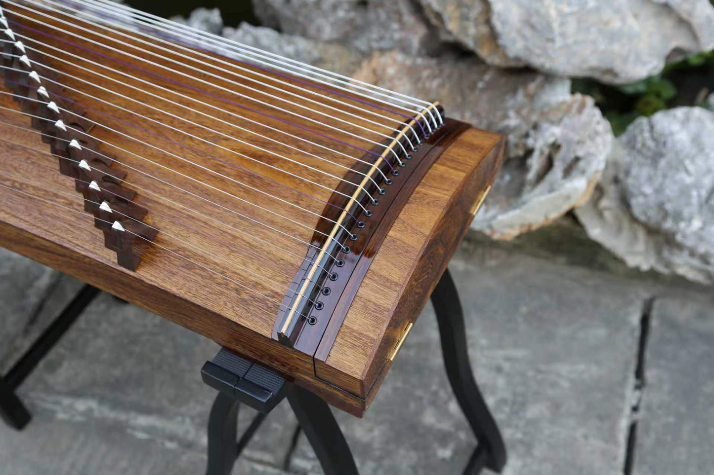 LANDTOM 100cm/39.4in "Pure Tone" Portable Guzheng, Professional One-Piece Carved Mini Guzheng 整挖筝, Grade A Lankao Paulownia Soundboard, Ebony Trim Small Guzheng