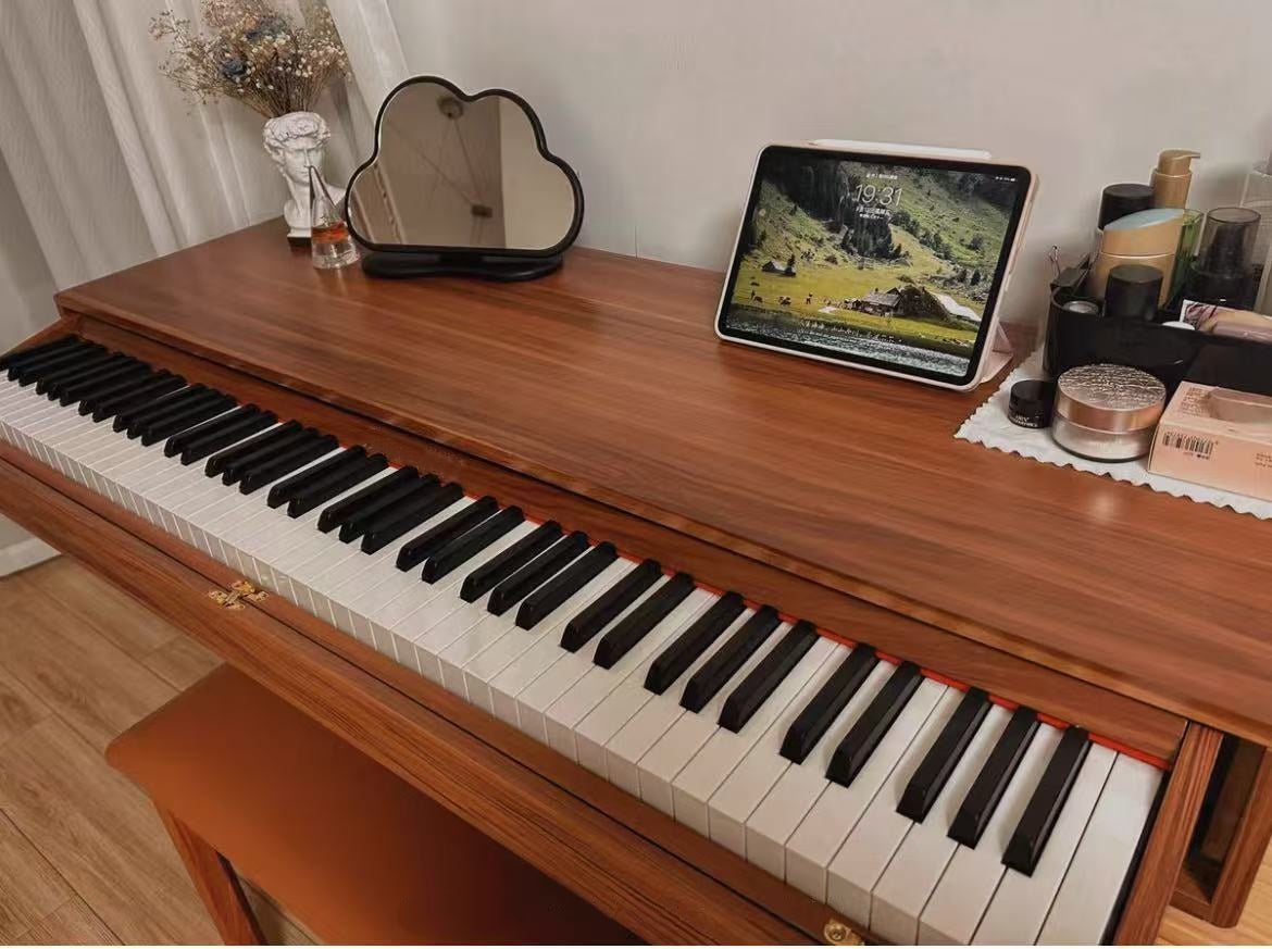 LANDTOM 88-Key Heavy Hammer Beginner Electric Piano Drawer Type Home Desk Electronic Piano（Brown）
