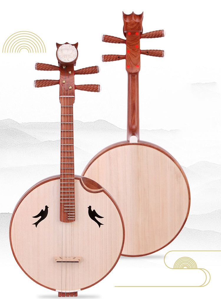 LANDTOM Selected Burmese Rosewood (Dalbergia oliveri) Zhongruan Professional Performance Grade with Paulownia Soundboard, Cutaway Body, Peony Headstock