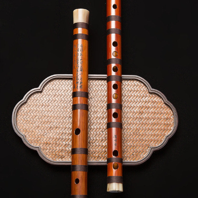 LANDTOM Selected Dong Xuehua Handcrafted Professional Bamboo Dizi Flute 知音（Zhiyin）Aged Bitter Bamboo Chinese Performance Flute Collectible Musical Instrument GFDEC Key