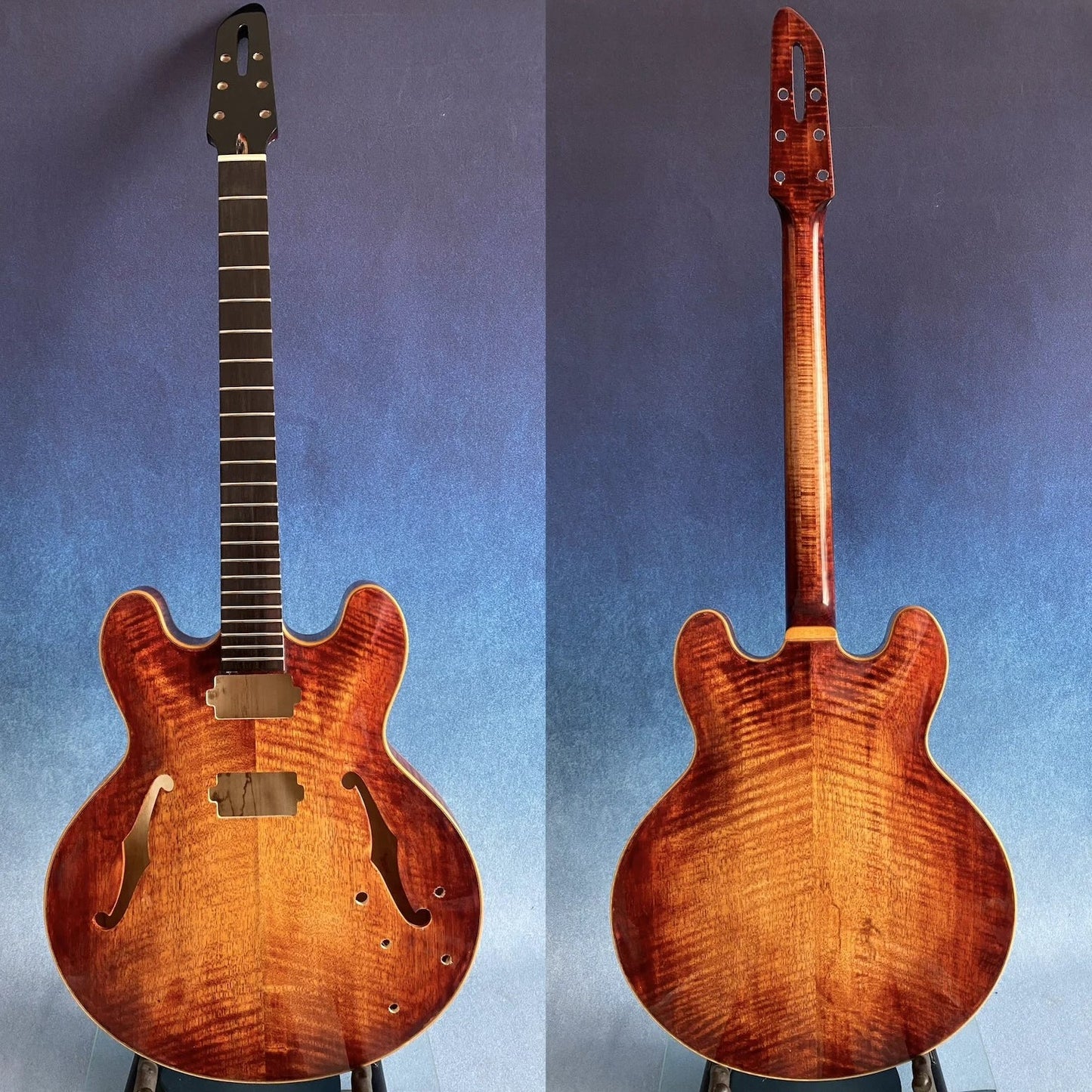 LANDTOM Handcraft Luthier ES335 Archtop Jazz Guitar Hollow Body Components & Kits with Maple Neck Ebony Fingerboard Spruce Top For Professional Players And Jazz Lovers