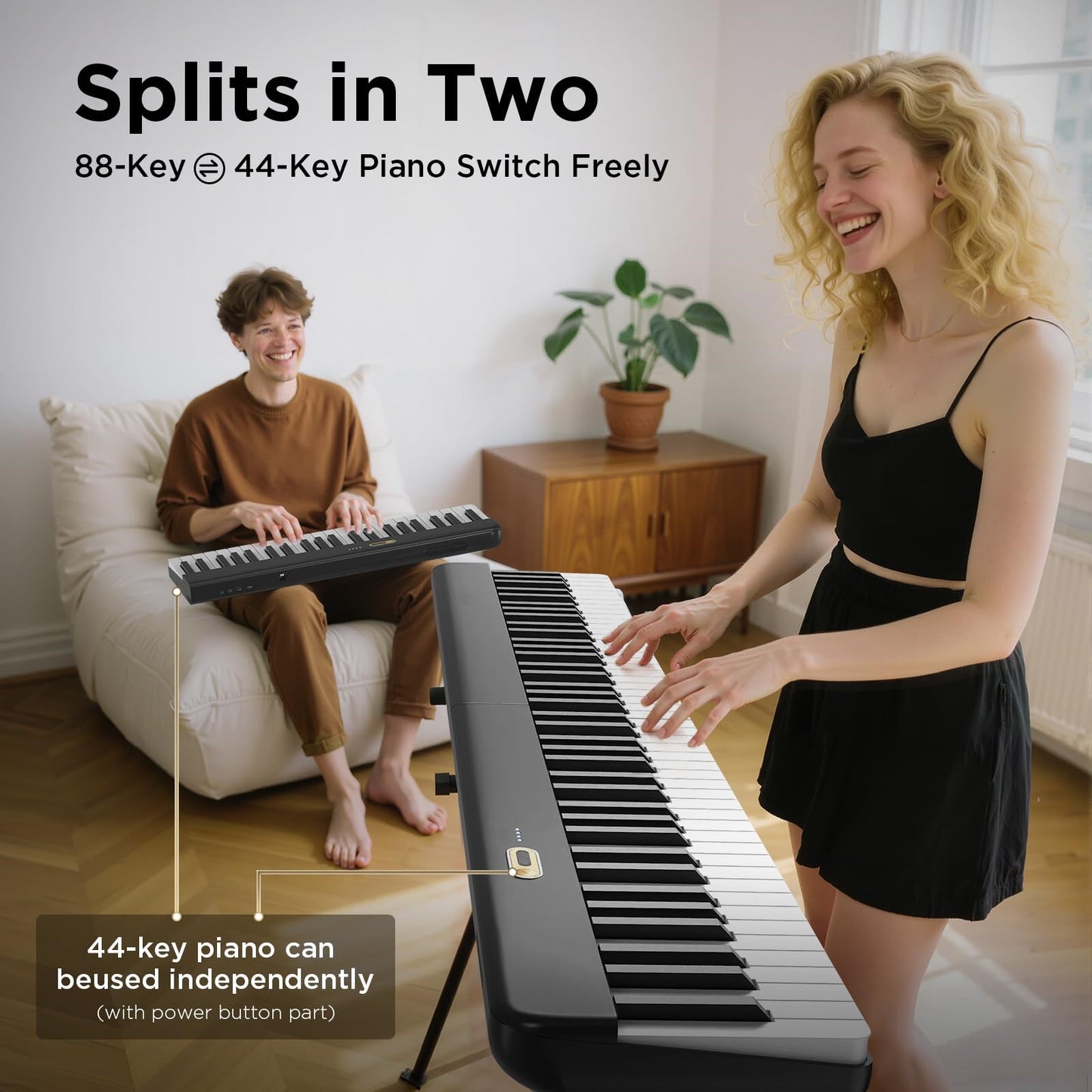 LANDTOM Piano Keyboard 88 Keys with Magnetic Connection | for Beginners, Birthday Gifts | Portable Foldable Electric Piano Keyboard, Lightweight Purple Keys, Sustain Pedal, Piano Bag