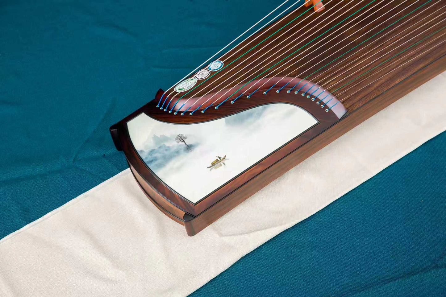 LANDTOM Serene Journey 163cm/64.2in Professional Guzheng with Broadleaf Rosewood, Paulownia Soundboard, Hand-Painted Artwork & Performance Grade