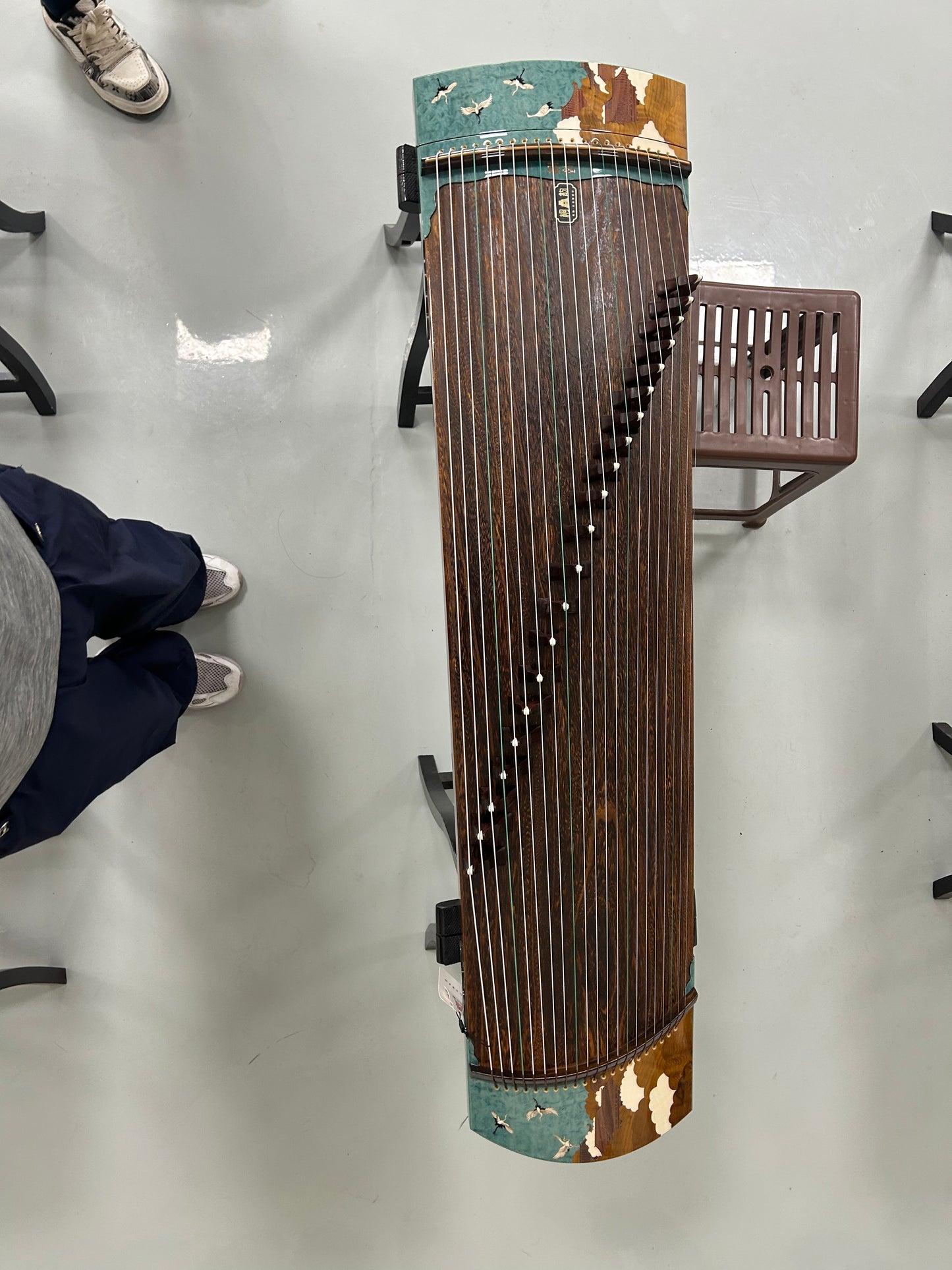LANDTOM 135cm/53.1in Celestial Crane Portable Guzheng, Professional Carved Mini Guzheng挖筝, Grade A Lankao Paulownia Soundboard, Teak Trim Small Guzheng
