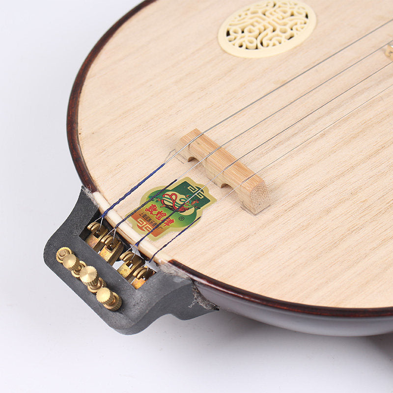 Dunhuang敦煌 652 Professional Liuqin with Fine Tuners, Paulownia Soundboard, Dalbergia Rosewood Body & African Blackwood Tuning Pegs, 4-String Chinese Mandolin for Performance & Examinations