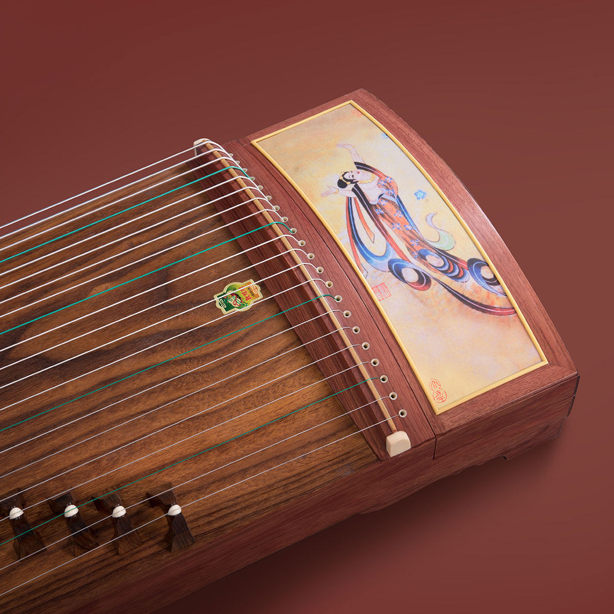 Dunhuang Guzheng 694B-R Apsaras Qin Rhyme 敦煌牌飞天秦韵(乐舞) Tessmannia (African Rosewood)特氏古夷苏木 Professional Performance Grade 21-String Chinese Zither Traditional Instrument for Advanced Players