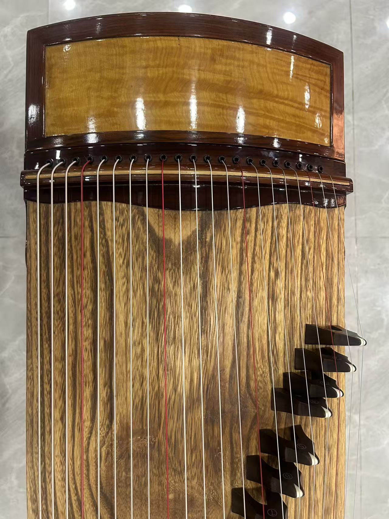 Longyin龙音 Gilded Zen Melody鎏金梵韵 S-163 Professional 163 cm/64.2” Guzheng with Selected Rosewood Body, Golden Nanmu Accents & Grade-A Lankao Paulownia Soundboard, Full-Carved Design, 21-String Chinese Zither