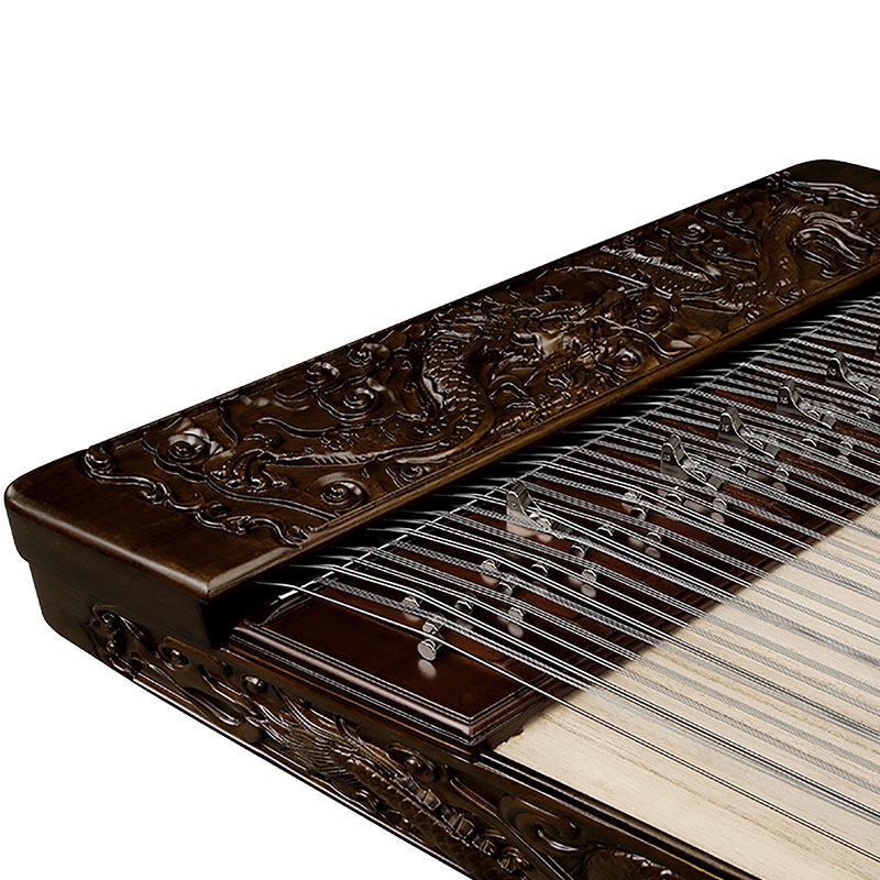Yuehai（乐海) Brand Nanmu 402 Yangqin 6210F-A with Dragon Relief Carving For Professional Grade / Examination & Performance Use