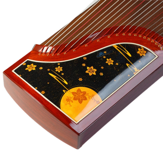 Zhuque朱雀 Series 6 Gilded Echoes Professional Guzheng with Premium Lankao Paulownia Soundboard, African Rosewood Body, Ebony Bridges & One-Piece Hollow-Carved Construction