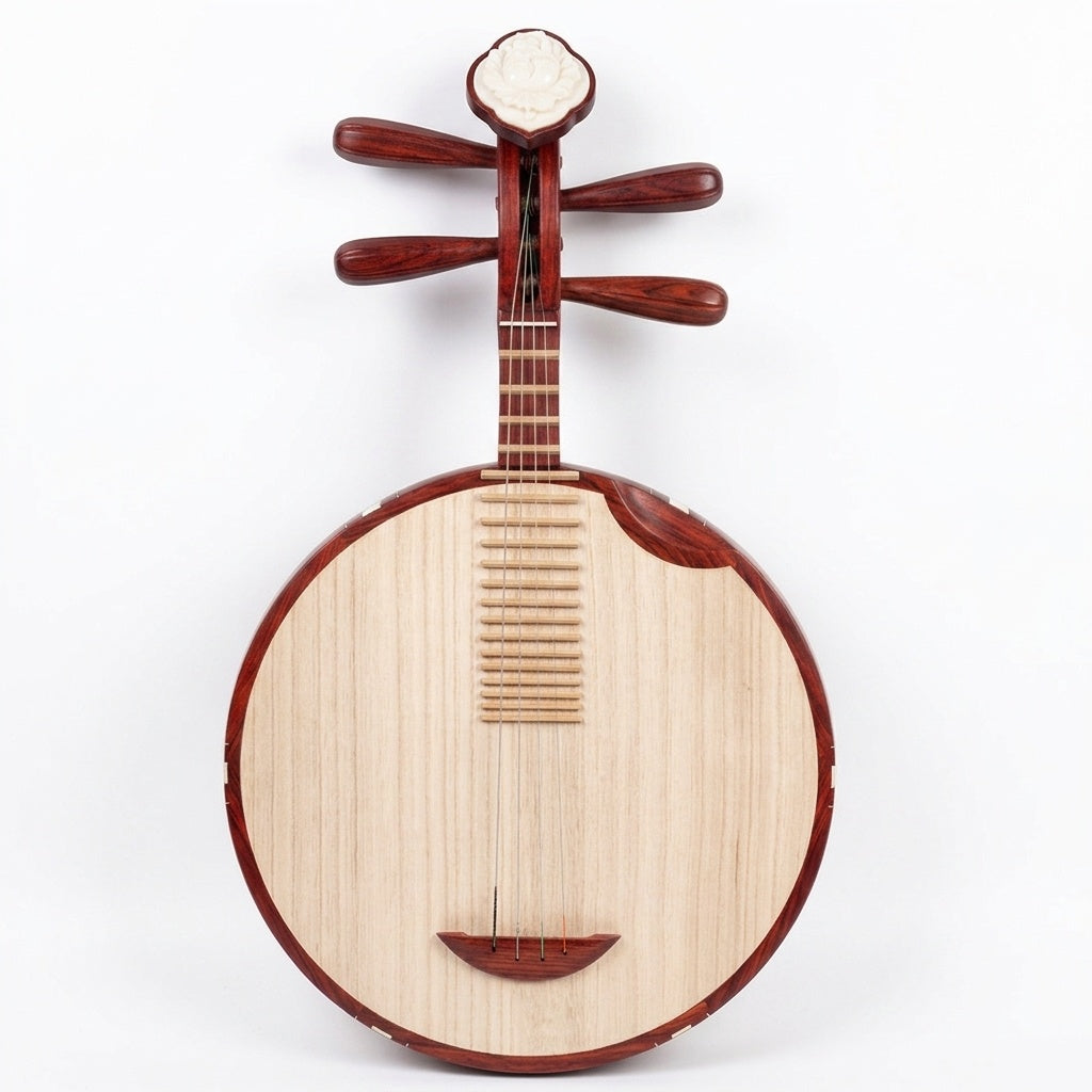 LANDTOM Handcrafted Professional Aged Rosewood Peking Opera Yueqin with Paulownia Soundboard, Cutaway Body, Traditional Chinese Moon Guitar for Performance