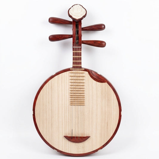 LANDTOM Handcrafted Professional Aged Rosewood Folk Yueqin with Paulownia Soundboard, Cutaway Body, Traditional Chinese Moon Guitar for Performance