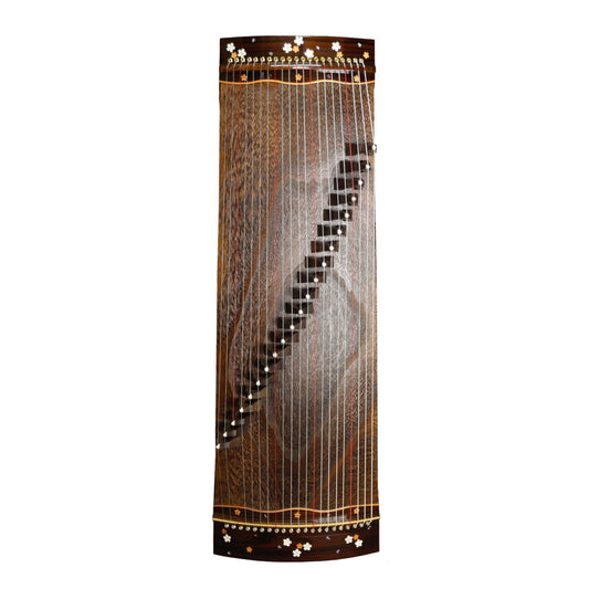 Xiansheng仙声 100cm/39.4in Portable Travel Guzheng One-Piece Hollow-Carved Construction 21-String Professional Beginner Guzheng with Grade-A Lankao Paulownia Soundboard, Broadleaf Rosewood Side Panels & Mother-of-Pearl Inlay, Mini Guzheng, Small Guzheng