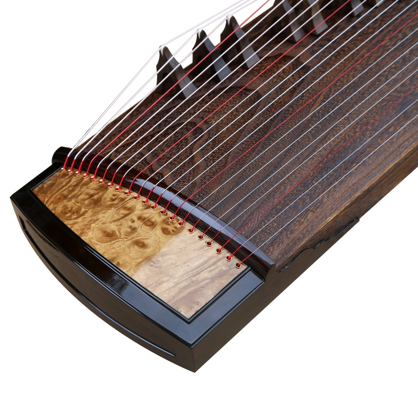 LANDTOM 130cm/51.2in "Ink Eclipse" Portable Guzheng, Professional Thick-Carved Mini Guzheng 厚挖筝, Grade A Lankao Paulownia Soundboard, Ebony Trim Small Guzheng
