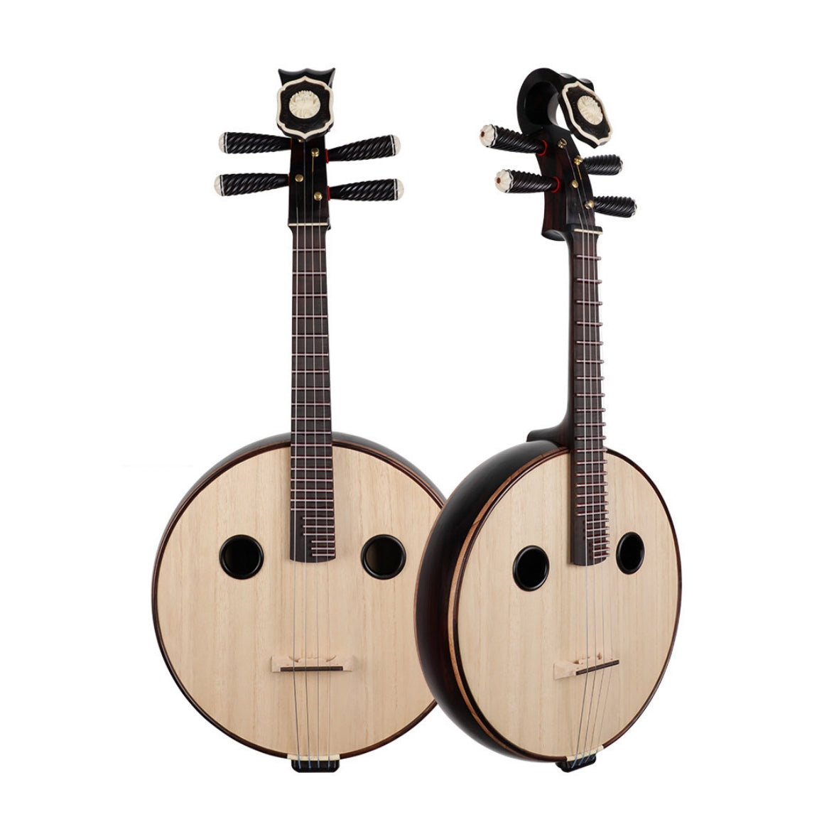 LANDTOM East Indian Rosewood (Dalbergia latifolia) Zhongruan Professional Performance & Collector's Grade with Grade-A Paulownia Soundboard, Rounded Body & Round Sound Holes