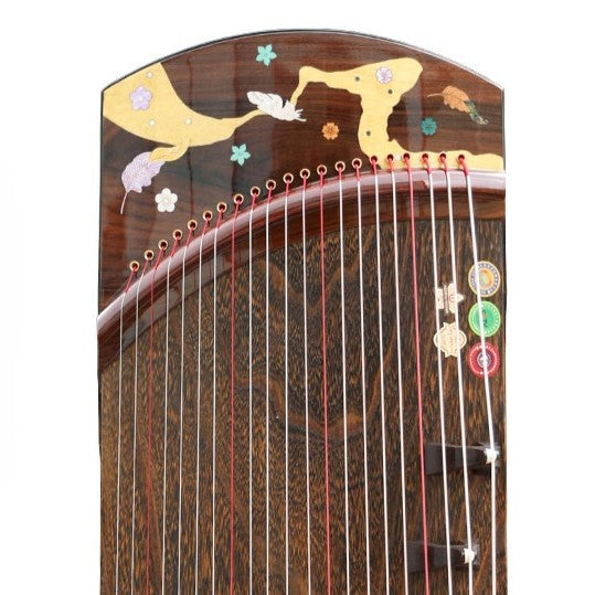 LANDTOM 130cm/51.2in "Silent Peaks" Portable Guzheng, Professional Performance Mini Guzheng, One-Piece Carved 整挖筝 Paulownia Soundboard, Rosewood Trim Small Guzheng
