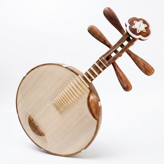 LANDTOM Handcrafted Professional African Rosewood Folk Yueqin with Paulownia Soundboard, Cutaway Body, Traditional Chinese Moon Guitar for Performance