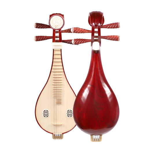 LANDTOM Chinese Toon Wood Liuqin Beginner Chinese Mandolin with Paulownia Soundboard, Rosewood Tuning Pegs & Peony Headstock, 4-String Traditional Chinese Instrument for Students