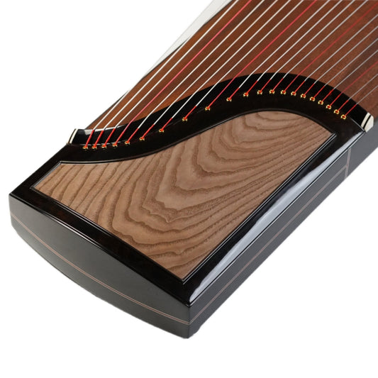 Zhuque朱雀 Series 8 Golden Crest Professional Guzheng with Premium Lankao Paulownia Soundboard, Black Walnut Body, Ebony Bridges & One-Piece Hollow-Carved Construction