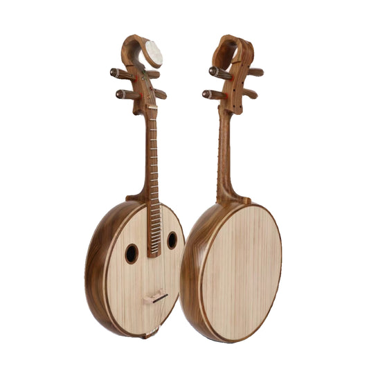 LANDTOM Green Sandalwood Zhongruan Professional Performance Grade with Paulownia Soundboard, Rounded Body, Peony Headstock & Round Sound Holes