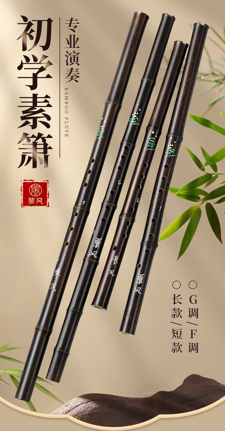 LANDTOM Purple Bamboo Xiao Flute 8 Hole Chinese Vertical Bamboo Flute G/F Key Beginner Professional Musical Instrument with Accessories
