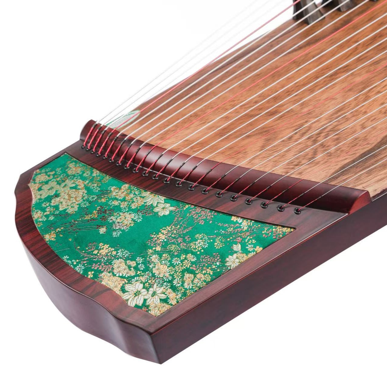 LongYin龙音 Cloud Brocade S-135 163cm/64.2in Performance Guzheng with Red Rosewood Body, Grade-A Lankao Paulownia Soundboard & Semi Hollow-Carved Construction