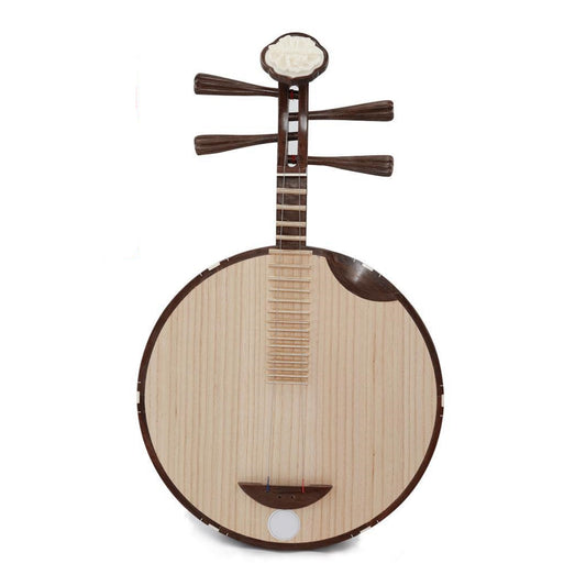 LANDTOM Professional Ebony Folk Yueqin with Paulownia Soundboard, Cutaway Body, Peony Headstock, Traditional Chinese Moon Guitar for Performance