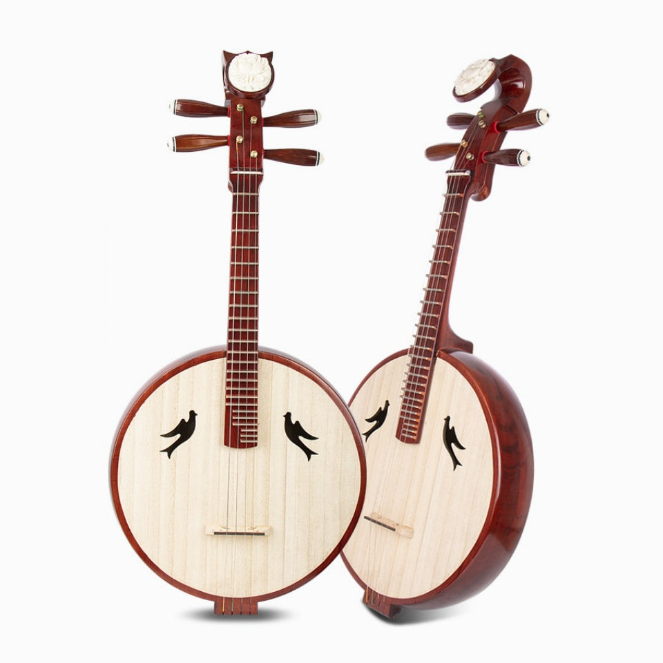 LANDTOM Hongmu Zhongruan Intermediate Performance & Examination Grade, Paulownia Soundboard, Hongmu Hardwood Sides, Peony Headstock, Bird Sound Holes