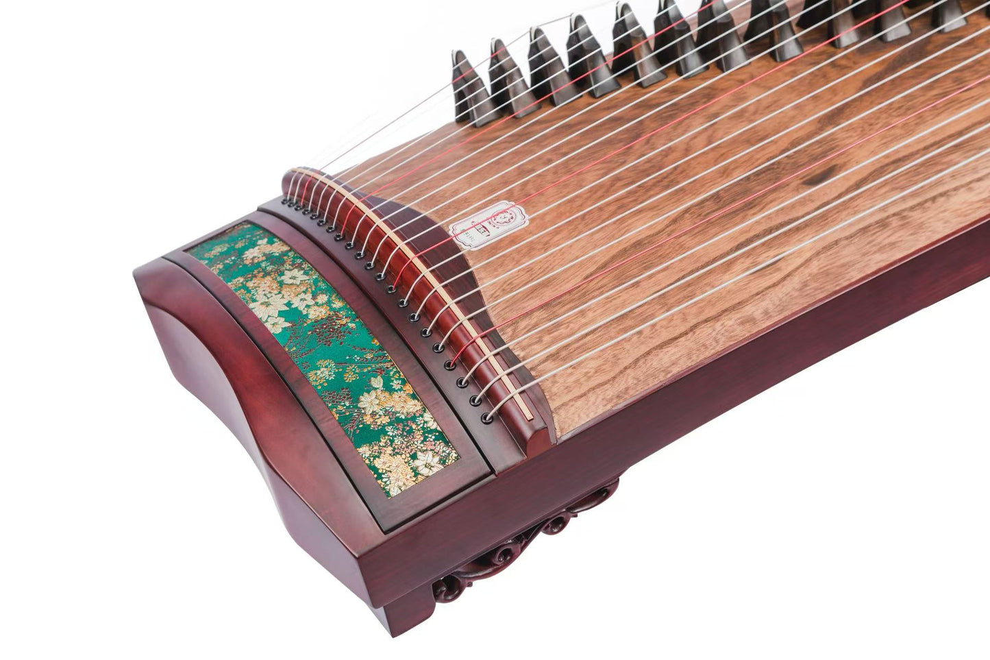 LongYin龙音 Cloud Brocade S-135 163cm/64.2in Performance Guzheng with Red Rosewood Body, Grade-A Lankao Paulownia Soundboard & Semi Hollow-Carved Construction