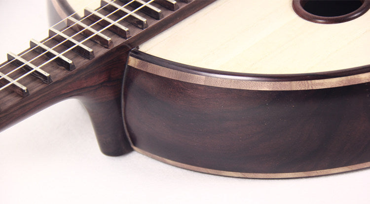 LANDTOM East Indian Rosewood (Dalbergia latifolia) Zhongruan Professional Performance & Collector's Grade with Grade-A Paulownia Soundboard, Rounded Body & Round Sound Holes