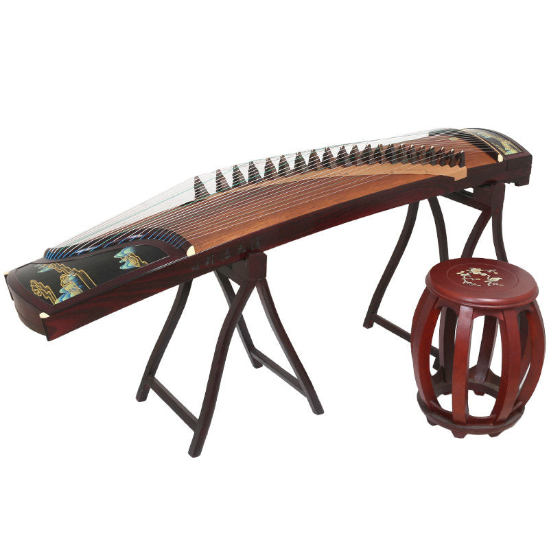 Dunhuang敦煌 20698P Emerald Horizon Professional Performance Guzheng with Broadleaf Rosewood Body, Lankao Paulownia Soundboard & Hand-Painted Polished Finish