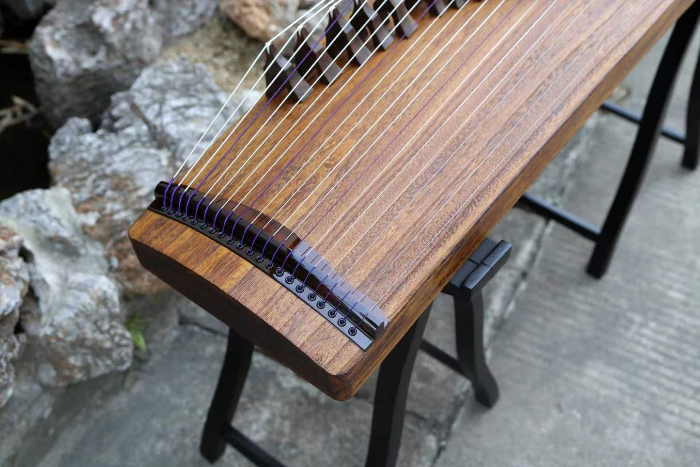 LANDTOM 100cm/39.4in "Pure Tone" Portable Guzheng, Professional One-Piece Carved Mini Guzheng 整挖筝, Grade A Lankao Paulownia Soundboard, Ebony Trim Small Guzheng