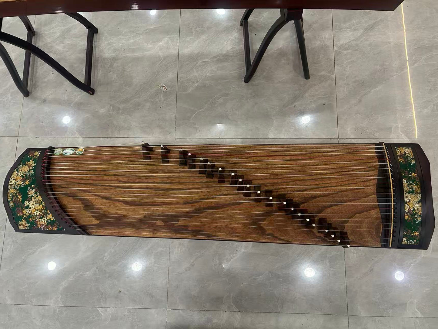 LongYin龙音 Cloud Brocade S-135 163cm/64.2in Performance Guzheng with Red Rosewood Body, Grade-A Lankao Paulownia Soundboard & Semi Hollow-Carved Construction