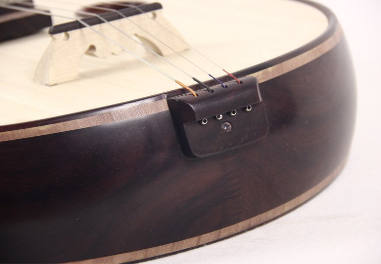 LANDTOM East Indian Rosewood (Dalbergia latifolia) Zhongruan Professional Performance & Collector's Grade with Grade-A Paulownia Soundboard, Rounded Body & Round Sound Holes