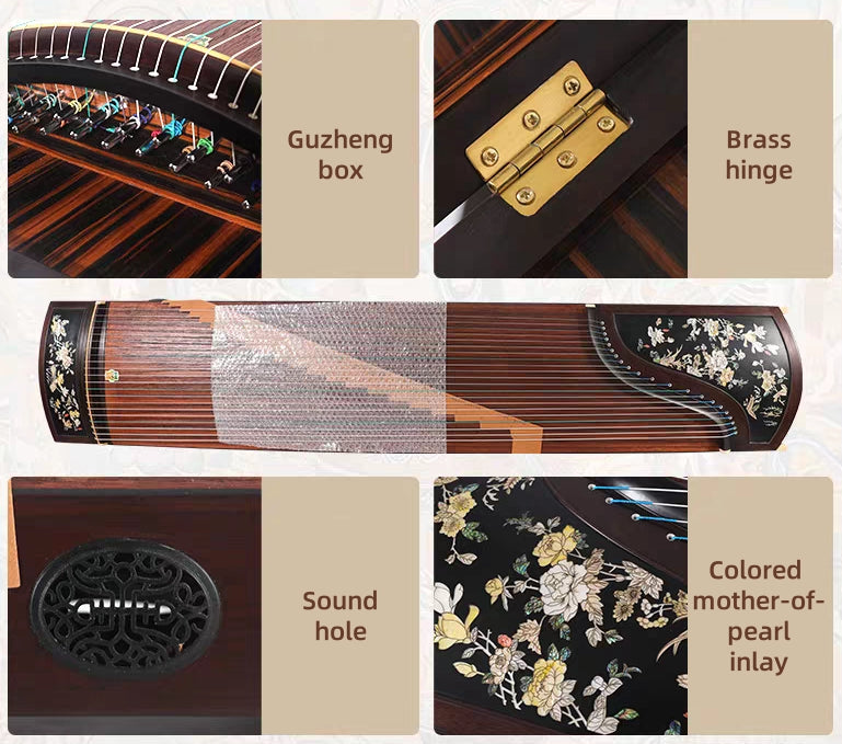 Dunhuang Professional Performance Level Master Limited Series Black Walnut Guzheng HC2KK/QLC 敦煌牌繁花似锦 for Professionals