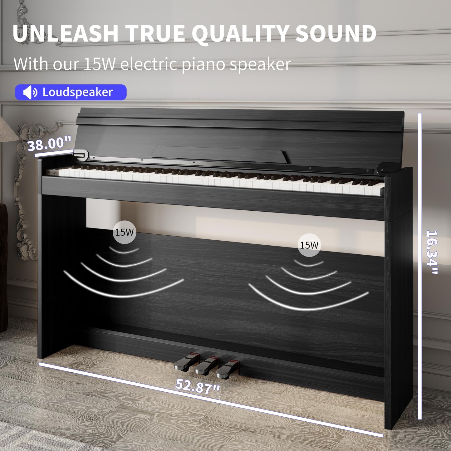 LANDTOM BL-C01 88 Keys Fully Weighted Digital Piano Keyboard, White | Hammer Action Upright Electric Piano for Beginner Professional with Semi-Automatic Soft-Close Fallboard, 3 Pedals