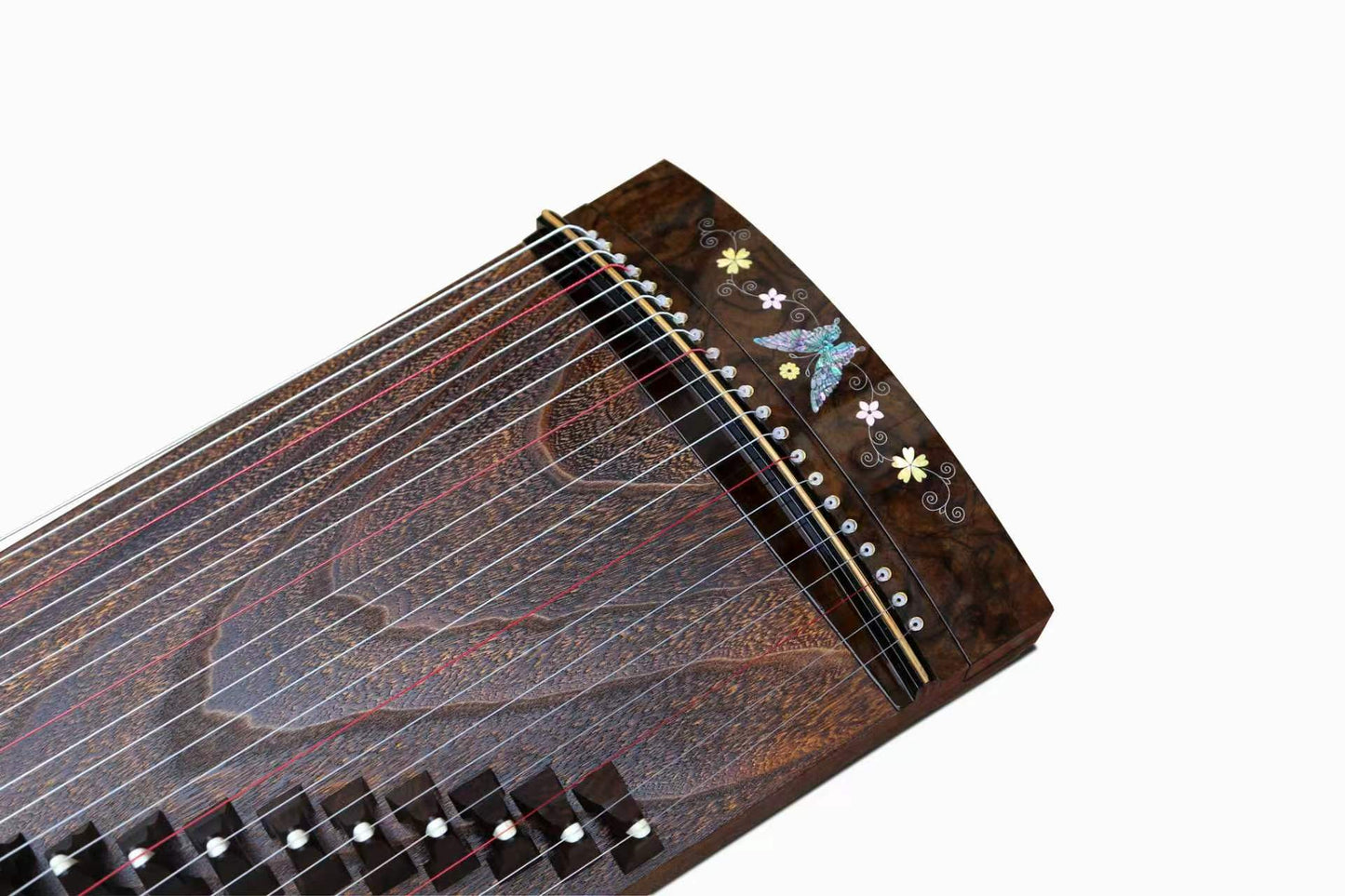 LANDTOM 100cm/39.4in "Butterfly Reverie" Portable Guzheng, Professional Thick-Carved Mini Guzheng 厚挖筝, Grade A Lankao Paulownia Soundboard, Burl Wood Trim Small Guzheng