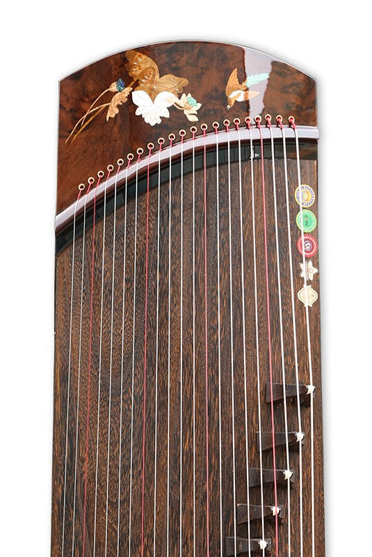 LANDTOM 130cm/51.2in "Echoes" Portable Guzheng, Professional Thick-Carved Mini Guzheng 厚挖筝, Grade A Lankao Paulownia Soundboard, Burl Wood & Ebony Trim Small Guzheng