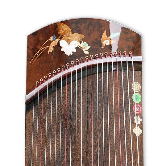 LANDTOM 130cm/51.2in "Echoes" Portable Guzheng, Professional Thick-Carved Mini Guzheng 厚挖筝, Grade A Lankao Paulownia Soundboard, Burl Wood & Ebony Trim Small Guzheng