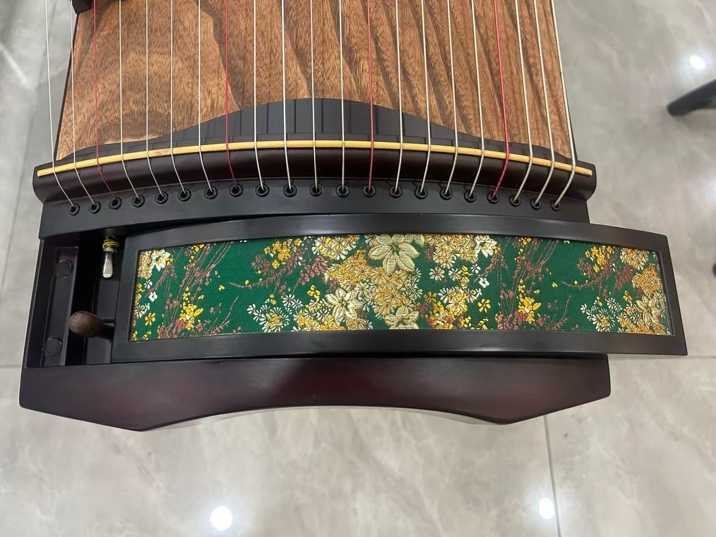 LongYin龙音 Cloud Brocade S-135 163cm/64.2in Performance Guzheng with Red Rosewood Body, Grade-A Lankao Paulownia Soundboard & Semi Hollow-Carved Construction