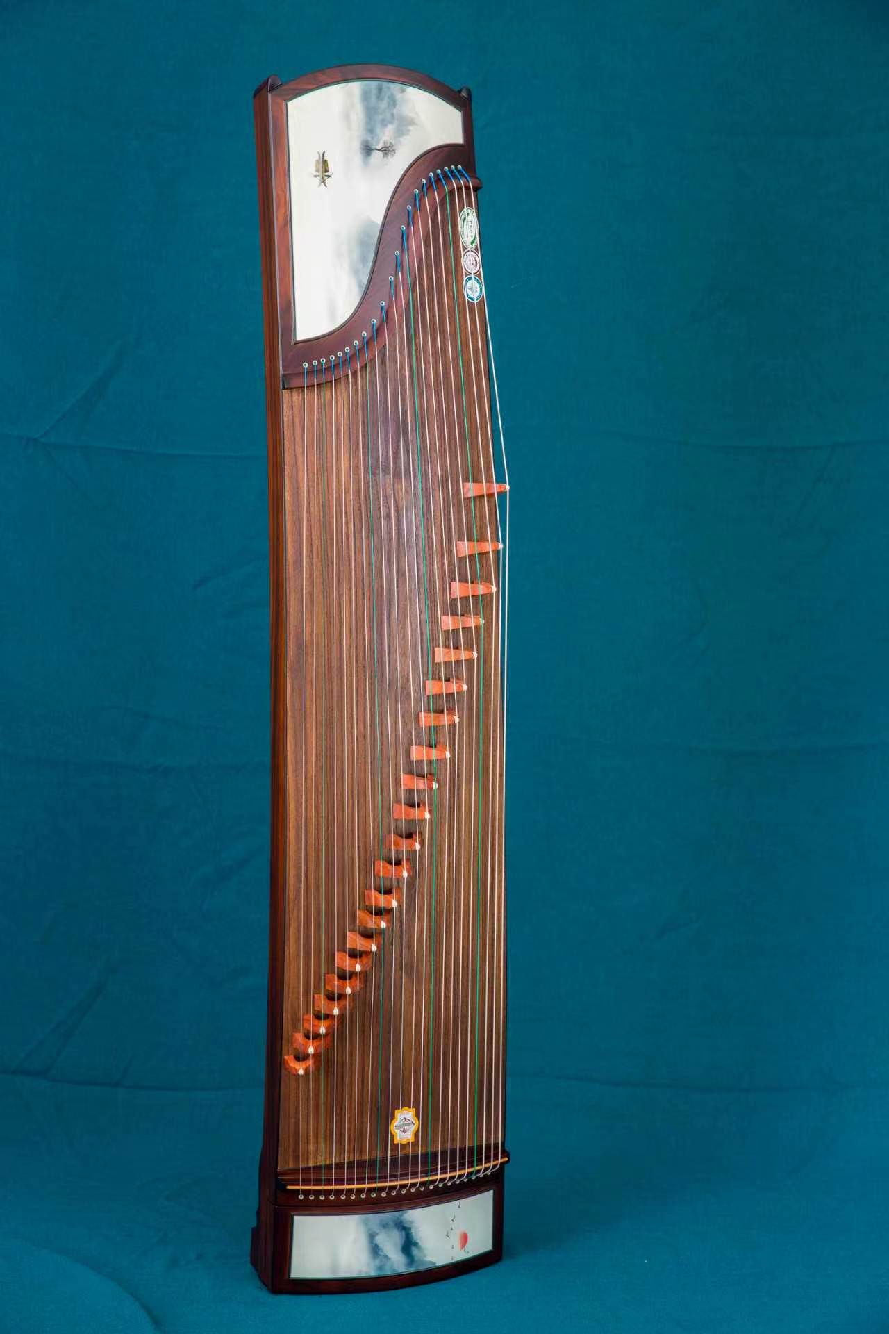 LANDTOM Serene Journey 163cm/64.2in Professional Guzheng with Broadleaf Rosewood, Paulownia Soundboard, Hand-Painted Artwork & Performance Grade