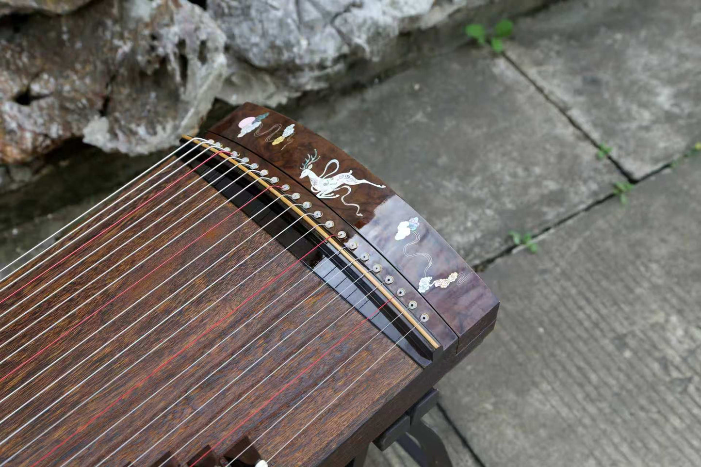 LANDTOM 100cm/39.4in "Forest Serenade" Portable Guzheng, Professional Thick-Carved Mini Guzheng 厚挖筝, Grade A Lankao Paulownia Soundboard, Burl Wood Trim Small Guzheng