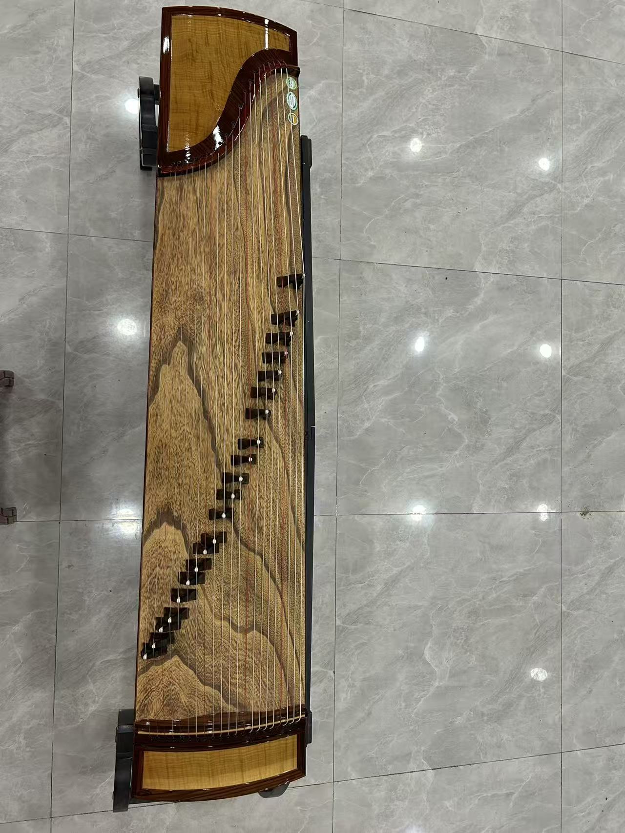 Longyin龙音 Celestial Radiance穹光 S-158 Professional 163 cm/64.2” Guzheng with Broadleaf Rosewood Body, Golden Nanmu Accents & Grade-A Lankao Paulownia Soundboard, 21-String Chinese Zither