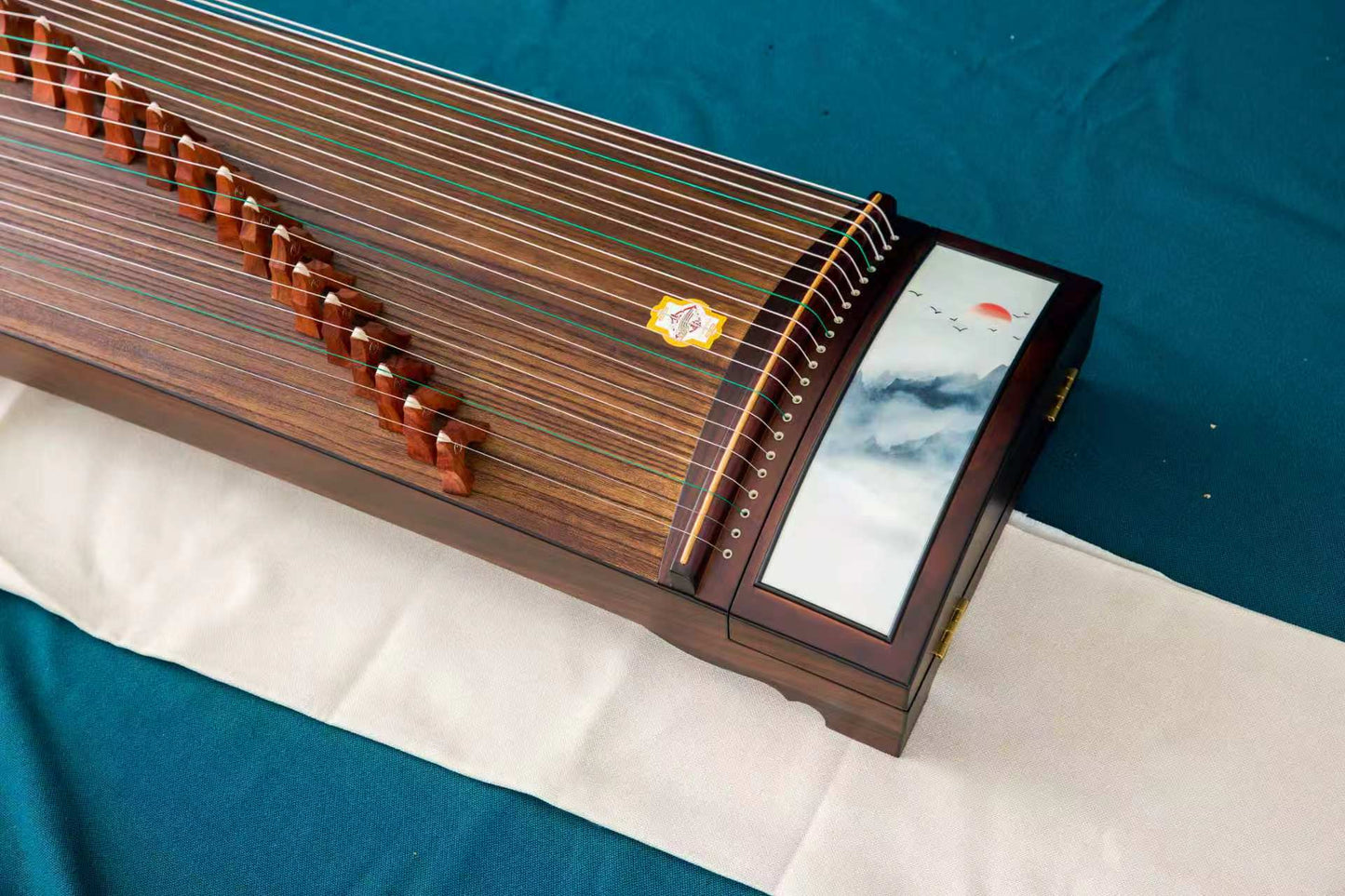 LANDTOM Serene Journey 163cm/64.2in Professional Guzheng with Broadleaf Rosewood, Paulownia Soundboard, Hand-Painted Artwork & Performance Grade