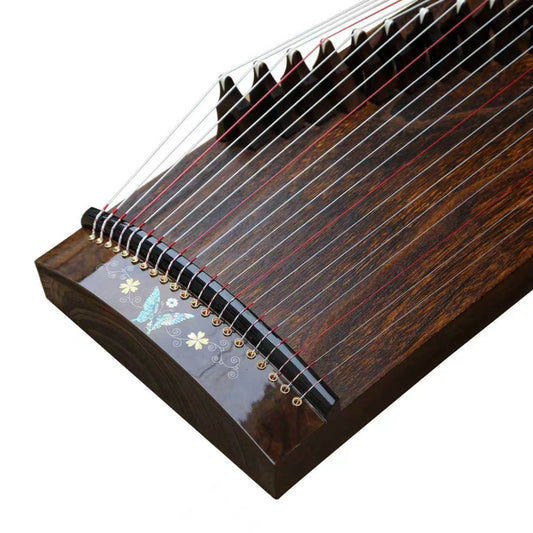 LANDTOM 100cm/39.4in "Butterfly Reverie" Portable Guzheng, Professional Thick-Carved Mini Guzheng 厚挖筝, Grade A Lankao Paulownia Soundboard, Burl Wood Trim Small Guzheng