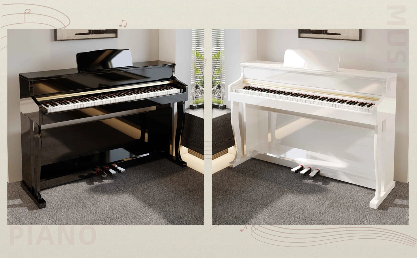 LANDTOM Upright 88-Key Hammer MIDI Home Electric Piano Grand Piano Sound Quality for Professional Performance Examination Without Bench