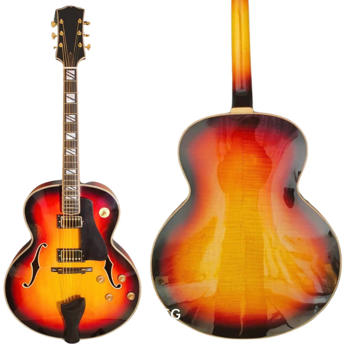 LANDTOM Customizable Acoustic Hollow Guitar Handcrafted Solid Maple Wood Jazz Guitar Instruments Musical
