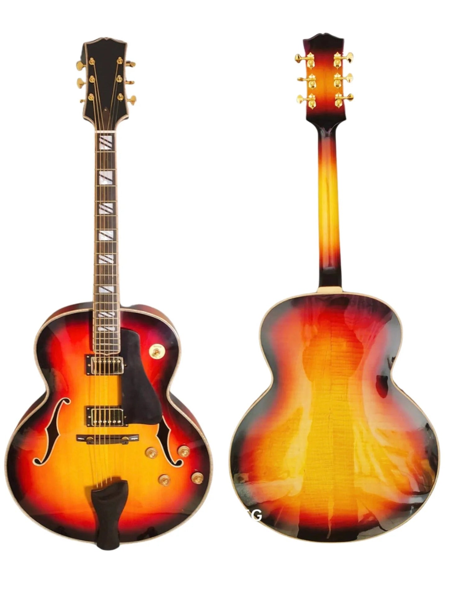 LANDTOM Customizable Acoustic Hollow Guitar Handcrafted Solid Maple Wood Jazz Guitar Instruments Musical