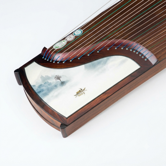 LANDTOM Serene Journey 163cm/64.2in Professional Guzheng with Broadleaf Rosewood, Paulownia Soundboard, Hand-Painted Artwork & Performance Grade
