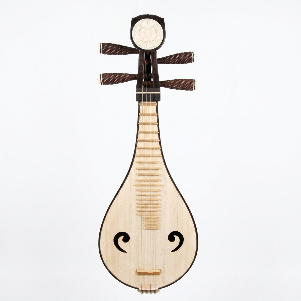 LANDTOM Selected Wenge Wood Liuqin Professional Performance & Examination Grade Chinese Mandolin with Paulownia Soundboard, Comma-Shaped Sound Holes & Peony Headstock, 4-String Traditional Chinese Instrument